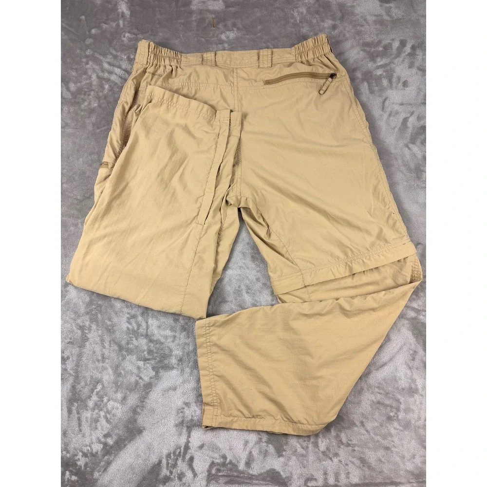 ExOfficio Insect Shield Mens 34x30 Convertible Hiking Pants Khaki Tan Nylon
